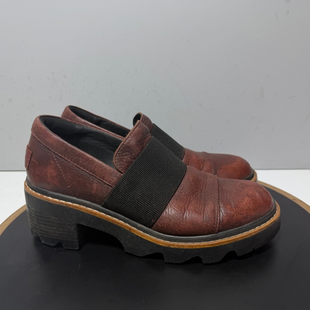 Sorel Brex Slip On Loafer Women Size 9 Chunky Platform Lug Sole Brown Gorpcore